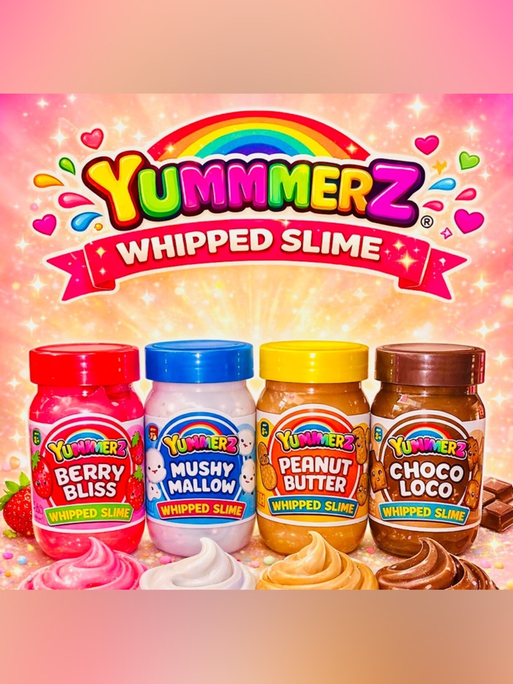 Yummmerz Scented Whipped Slime Bundle ~4 Pack~ Berry, Marshmallow, Peanut Butter